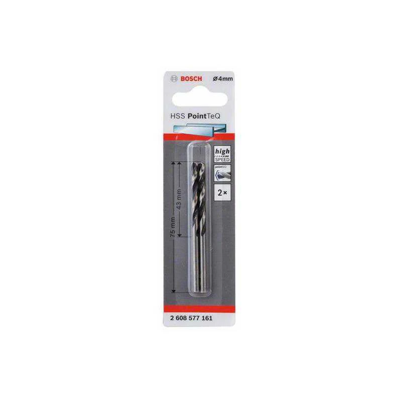 BOSCH grąžtas metalui 4 x 43 x 75 mm , 2 vnt.