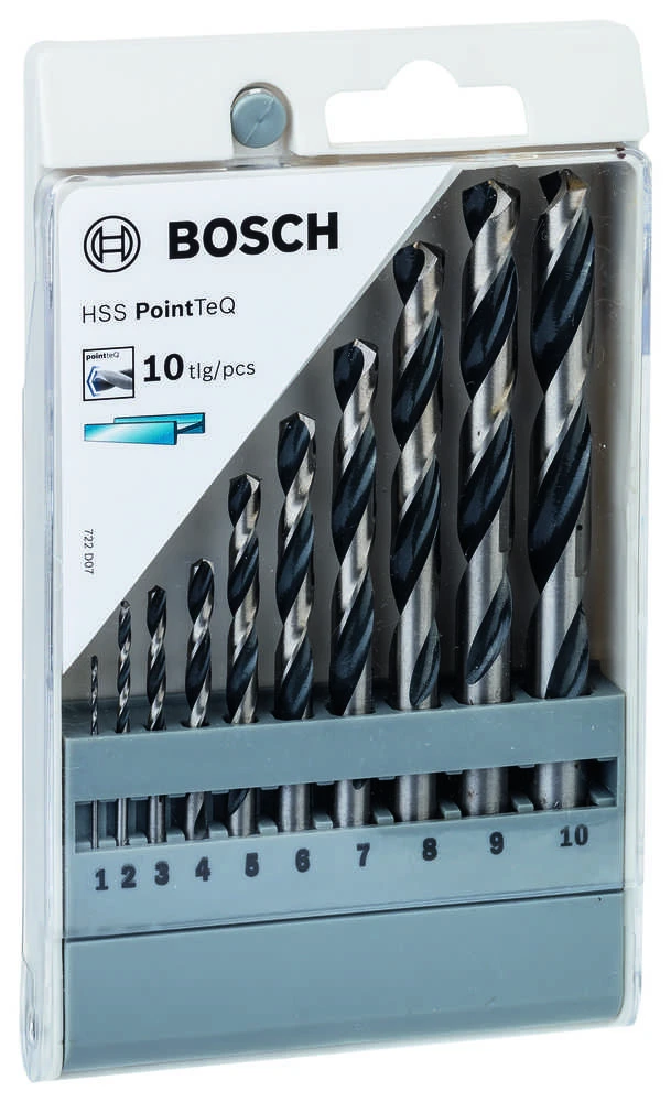 Bosch  „HSS PointTeQ “ spiralinių grąžtų rinkinys su cilindriniu kotu (2608577348)