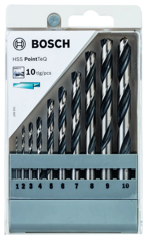 Bosch  „HSS PointTeQ “ spiralinių grąžtų rinkinys su cilindriniu kotu (2608577348)
