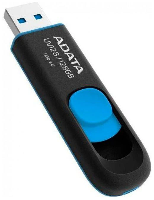 USB zibatmiņa Adata UV128 AUV128-16G-RBE, zila krās./melna krās., 128 GB