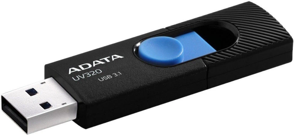 USB atmintinė Adata UV320 AUV320-64G-RBKBL, mėlyna sp./juoda sp., 128 GB