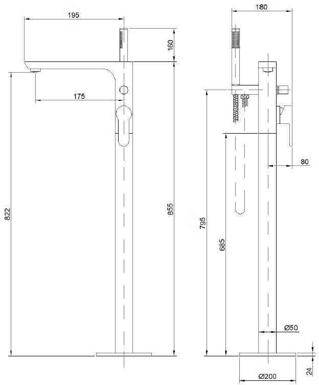 Laisvai pastatomas vonios maišyt Invena Glamour BW-02-W04-V