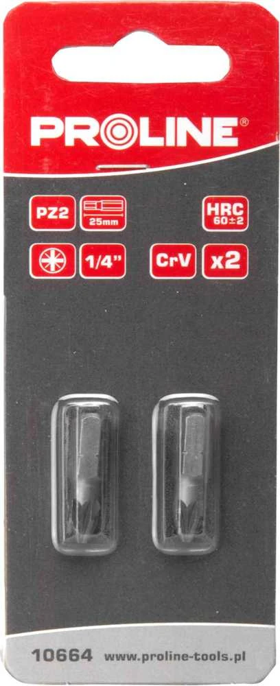 Końcówka 1/4" pz2 antgaliai, ilgis 25 mm, 2 vnt. s2, blisterinėje pakuotėje, proline