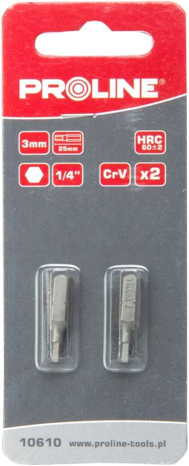 Końcówka 1/4" 6-kątna 3mm l=25mm 2vnt.. s2 blister proline