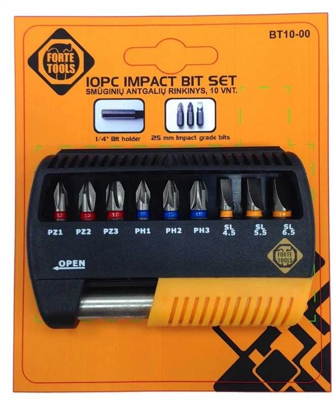 Forte_Tools Antgalių rinkinys Forte tools BT10-00, 10 vnt.