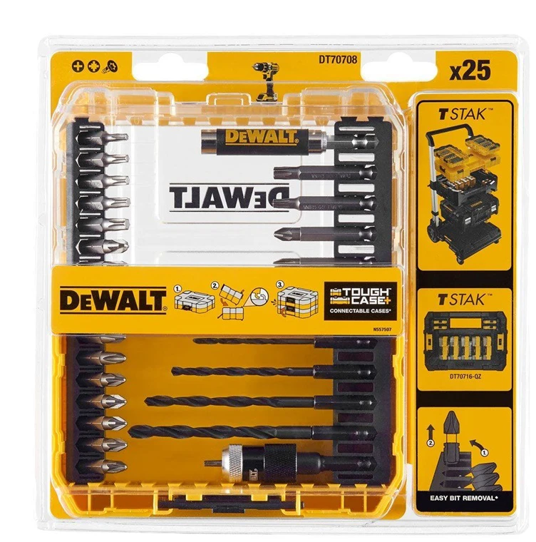 Antgalių ir grąžtų rinkinys Dewalt, 25 vnt.