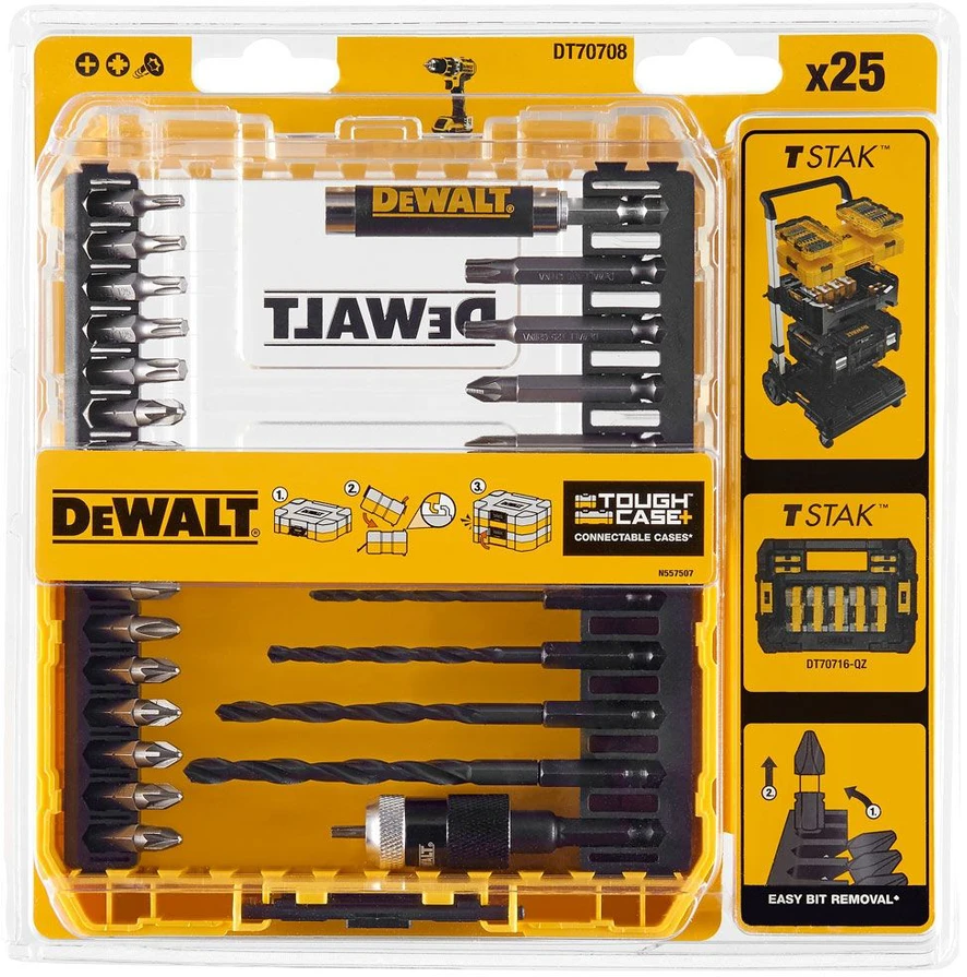 Grąžtas Sukimo antgalių ir grąžtų komplektas DeWalt 25 vnt