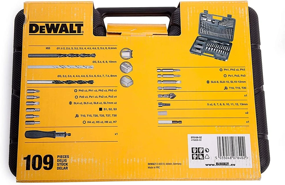 Uzgaļu un urbju komplekts Dewalt DT0109-QZ