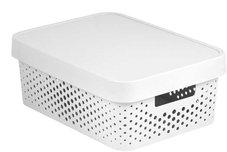 Daiktadėžė su dangčiu, daiktų saugojimo Curver Infinity Dots, 11 l, balta sp., 36 x 27 x 14 cm