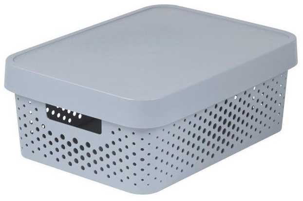 Daiktadėžė su dangčiu, daiktų saugojimo/žaislams Curver Infinity Dots, 11 l, pilka sp., 36 x 27 x 14 cm