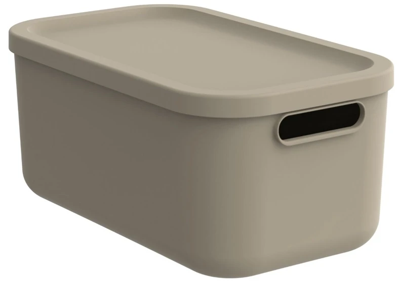 Uzglabāšanas kaste ar vāku Rotho Albula, 12 l, bēša, 39.5 x 23.5 x 17.7 cm