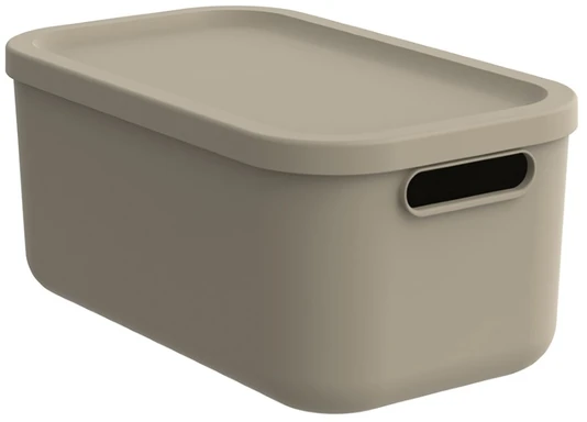 Uzglabāšanas kaste ar vāku Rotho Albula, 12 l, bēša, 39.5 x 23.5 x 17.7 cm