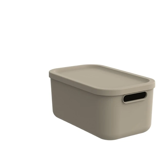 Uzglabāšanas kaste ar vāku Rotho Albula, 12 l, bēša, 39.5 x 23.5 x 17.7 cm