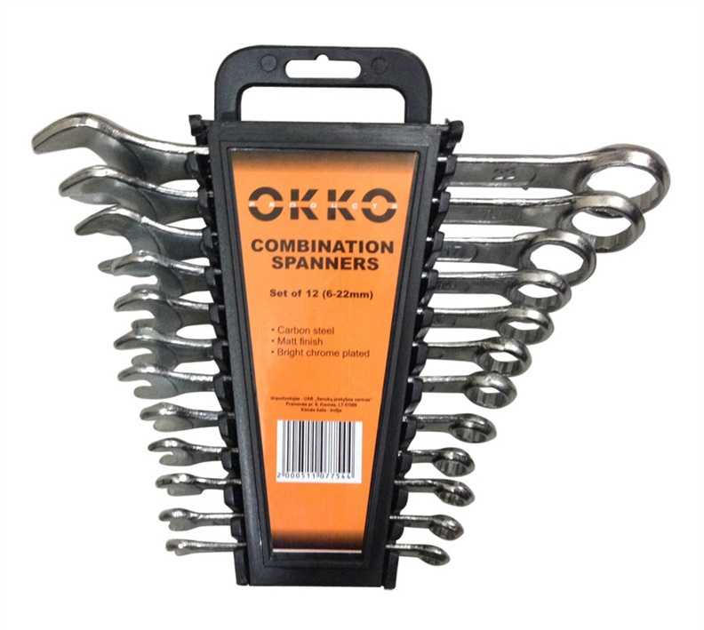 Kombinuotų raktų rinkinys Okko. 6–22 mm. 12 vnt.