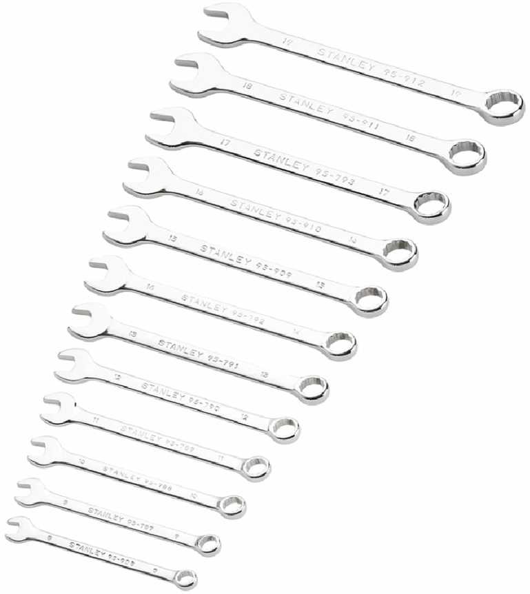 Stanley plokščių dvikilpių veržliarakčių rinkinys 12 vnt 8-19 mm