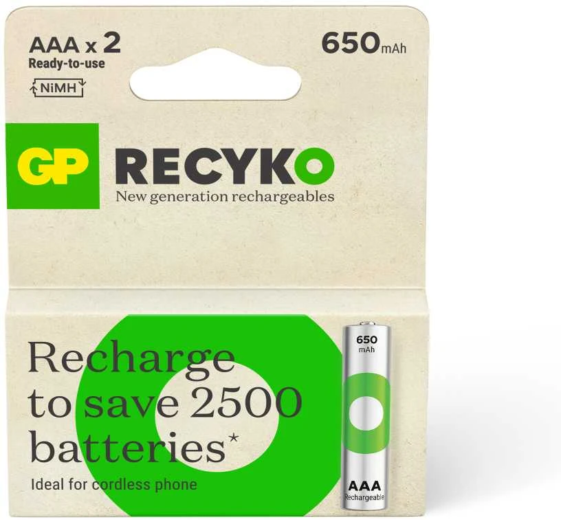Įkraunamas elementas GP, AAA, 650 mAh, 2 vnt.