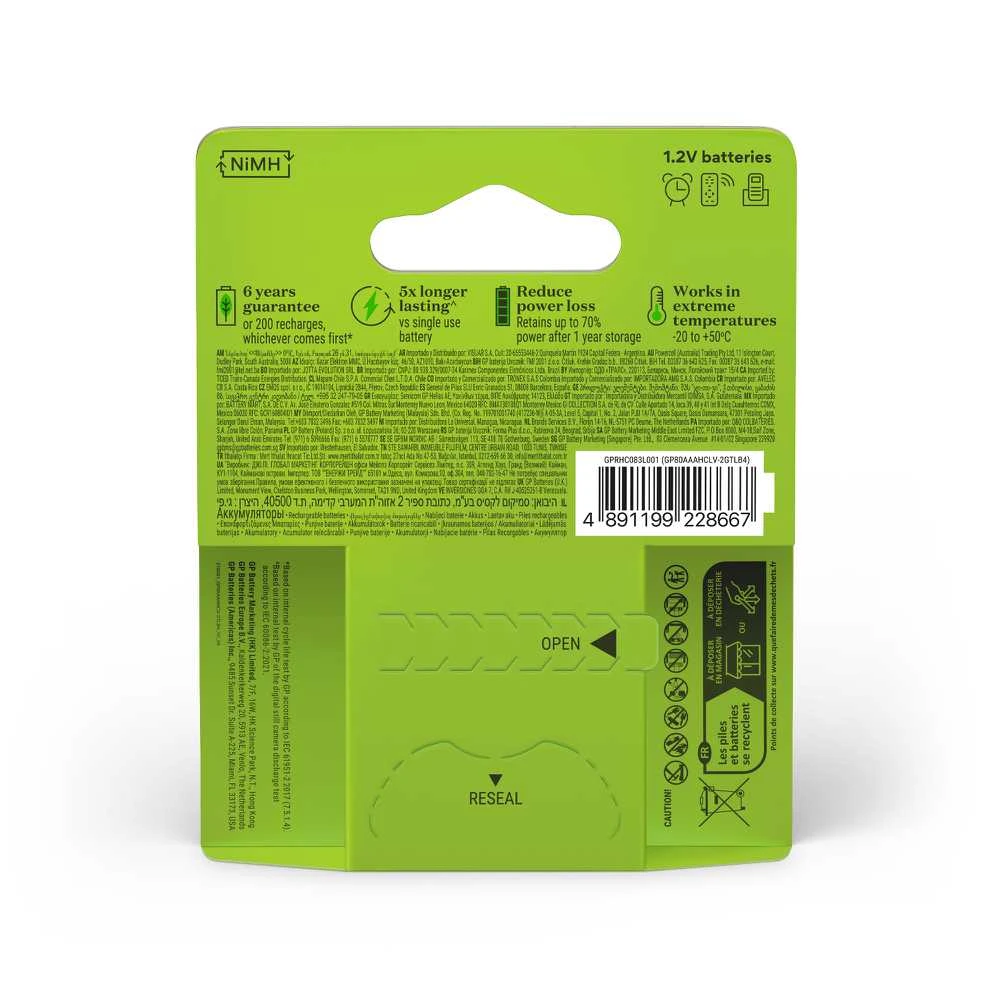 Įkraunamas elementas GP GPRHC083L001, AAA, 800 mAh, 4 vnt.