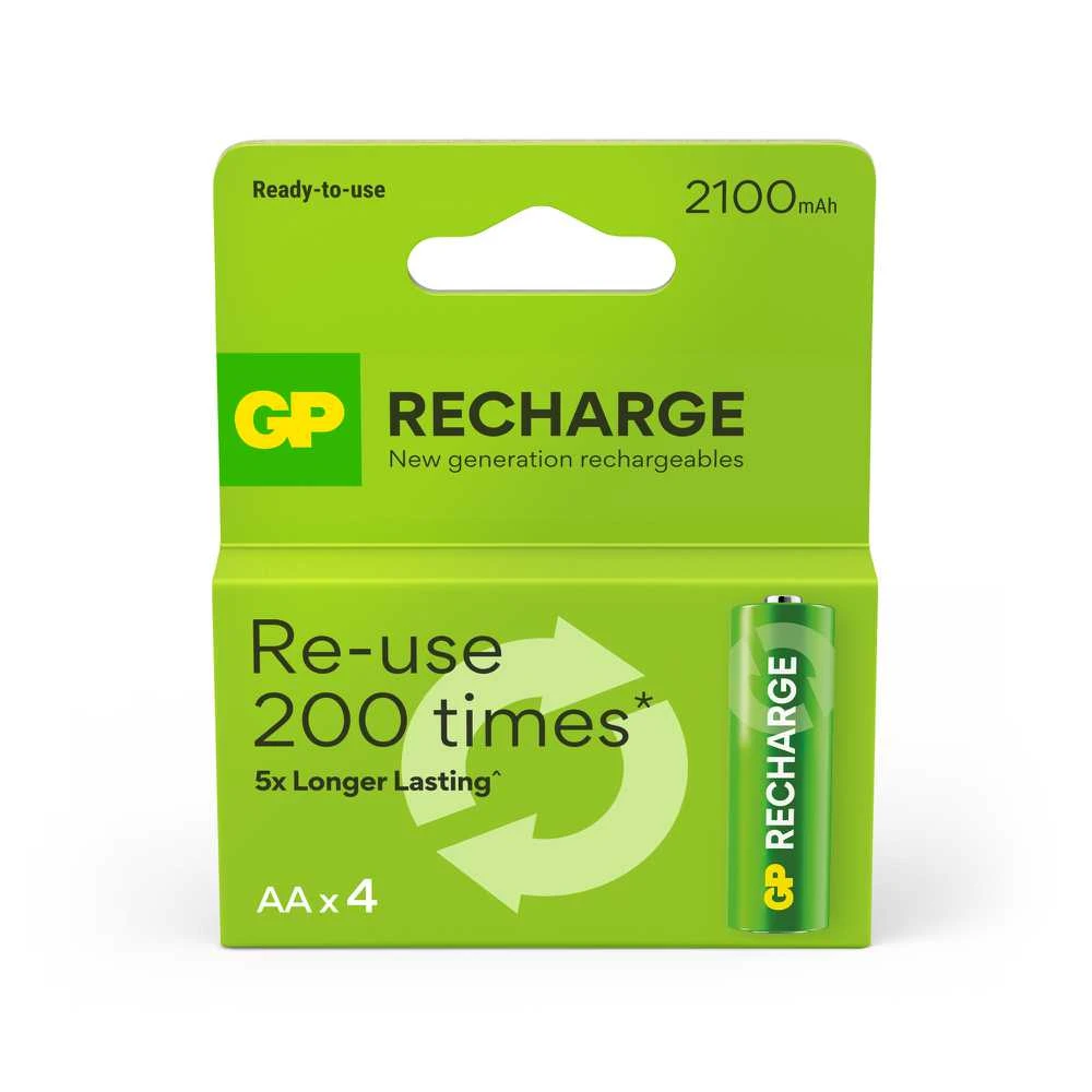Uzlādējamās baterijas GP GPRHC212L001, AA, 2100 mAh, 4 gab.