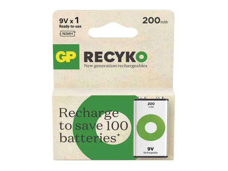Įkraunamas elementas GP RECYKO 9V, 200 mAh