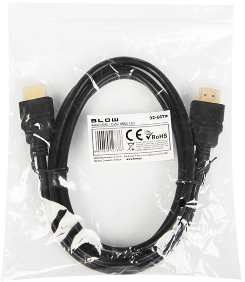 Vads Blow HDMI-HDMI 4K 92-667 HDMI Vīrietis, HDMI Vīrietis, 1.5 m