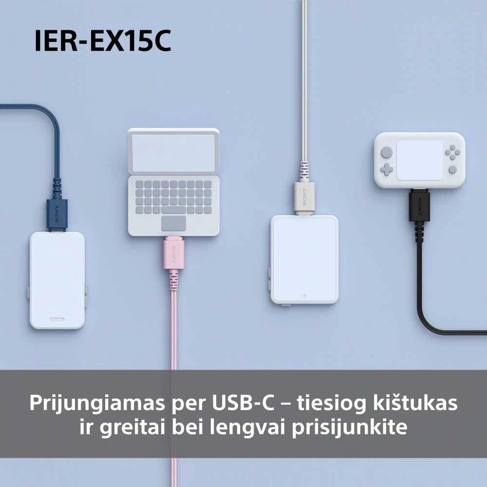 Sony Earbuds | IER‑EX15C | su laidu | į ausis įkišamos | Mikrofonas | Juodas