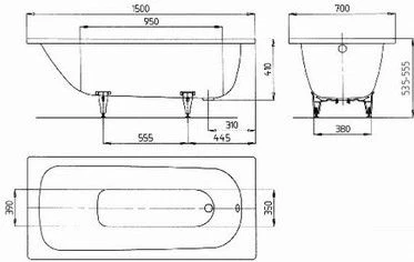 Kaldewei vanna Saniform Plus, 1500x700 mm, balta tērauda ##