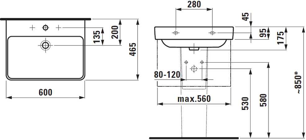 Praustuvė LAUFEN PRO S, 600×465 mm