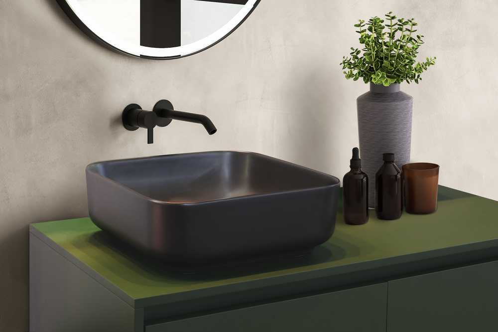 Masterjero Umywalka JetWorld WASHBASIN CATANIA 385X385X140 Matinis Juodas