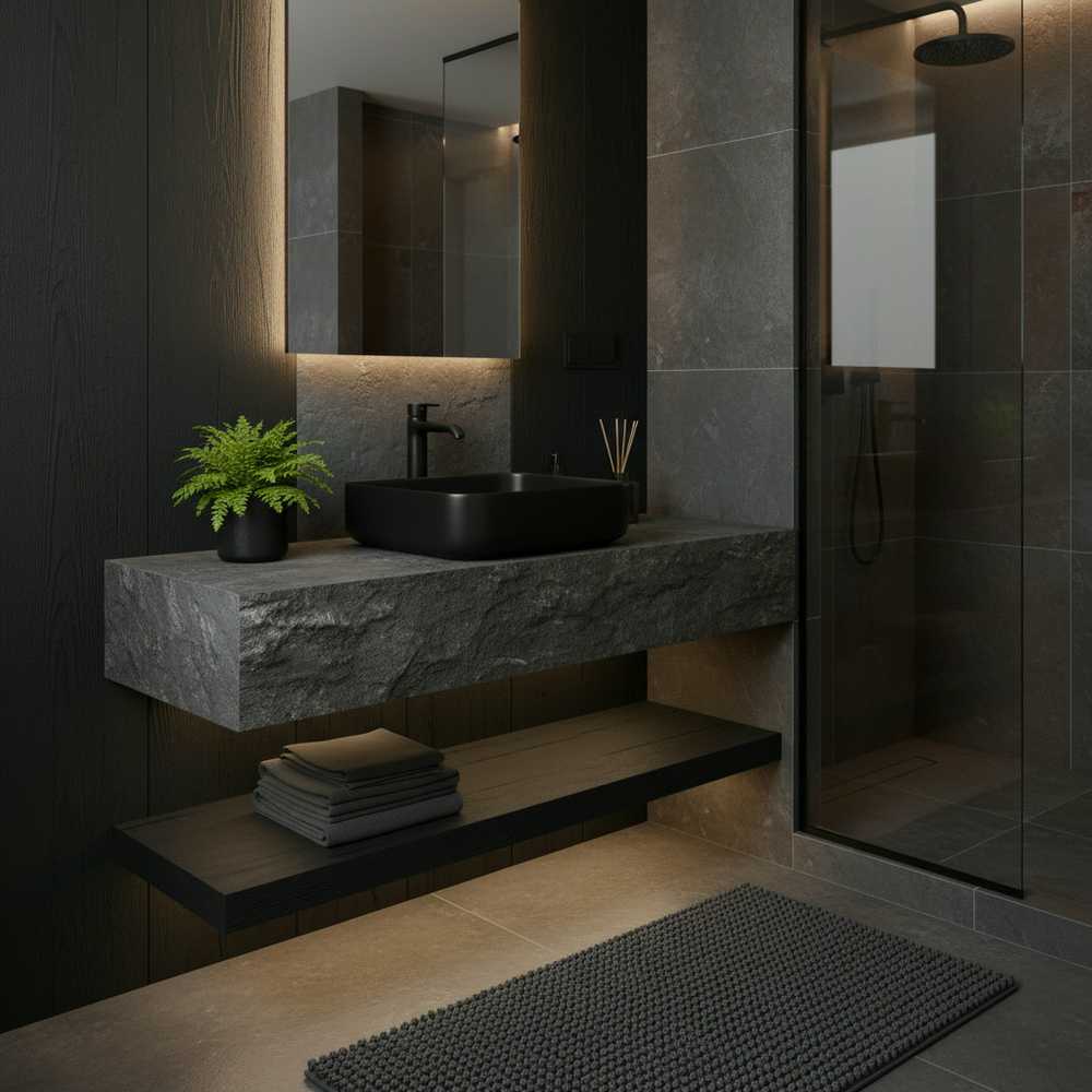 Masterjero Umywalka JetWorld WASHBASIN CATANIA 385X385X140 Matinis Juodas