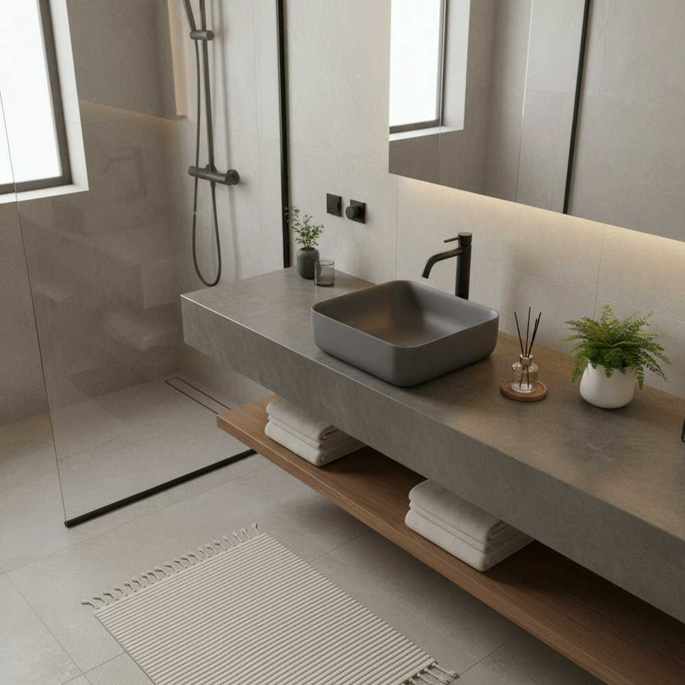 Masterjero JetWorld KRAUTUVE CATANIA 385X385X140 Matinis Pilkas