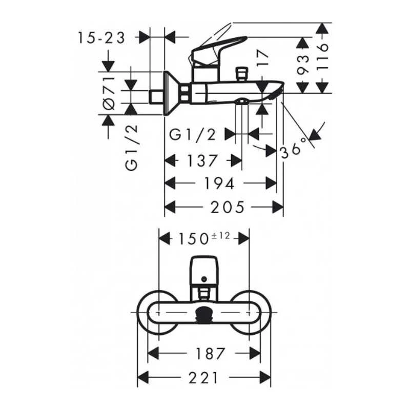 Vonios maišytuvas Hansgrohe Logis 71400000, chromo sp.