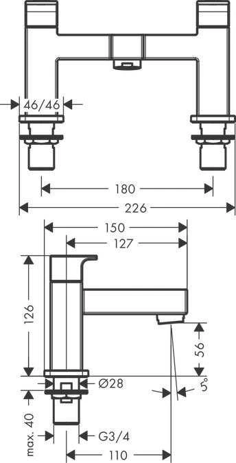 Hansgrohe Vonios maišytuvas Vernis Shape juodas 71450670