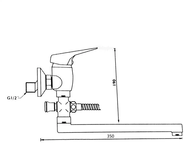 Thema Lux Dušo maišytuvas Sourcing BATH FAUCET LONG SPOUT L-1103A WO ACC
