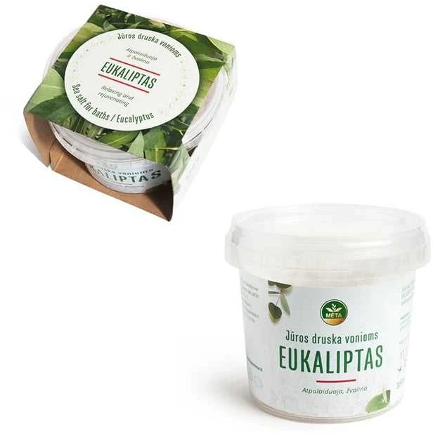 Jūros druska su eukaliptų eteriniu aliejumi Mėta, 350 g
