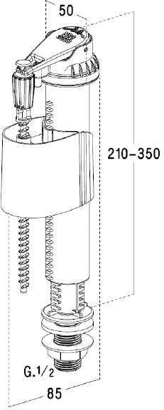 Vožtuvas Nicoll SIL50, 210 mm