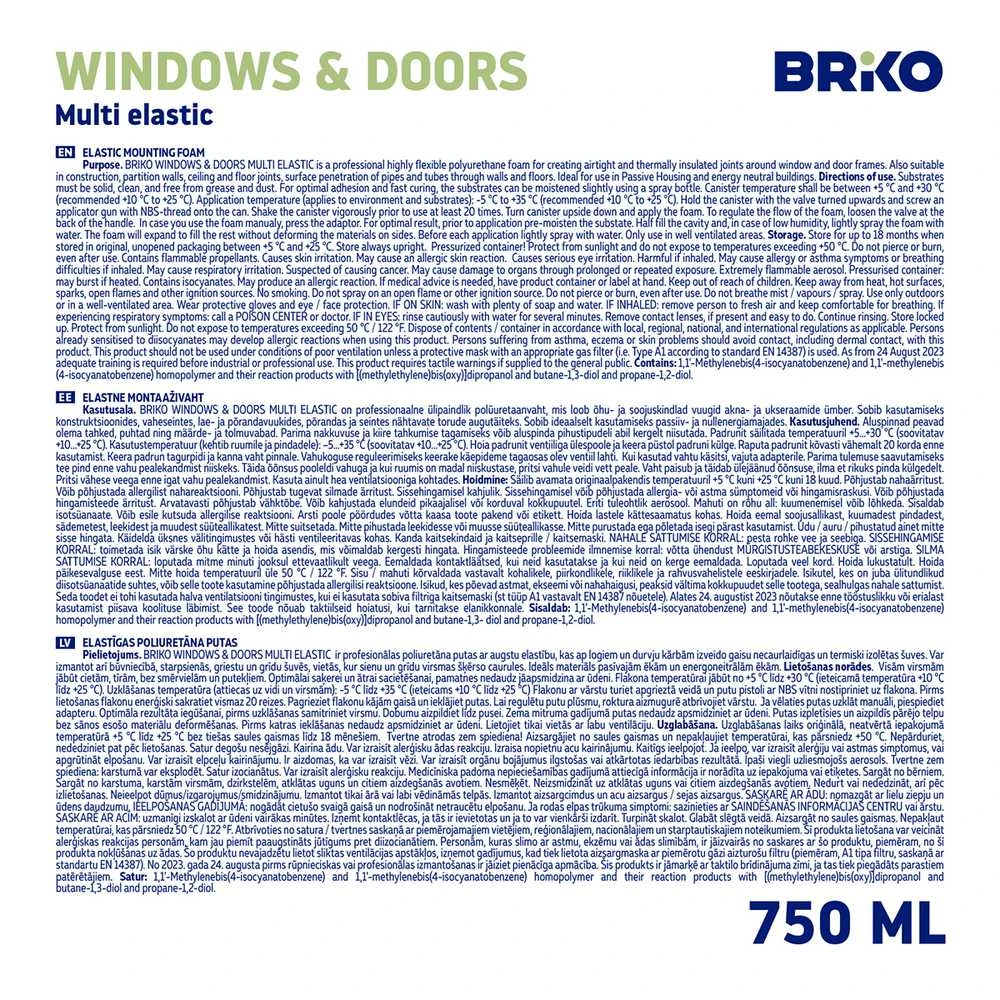 Vasarinės sandarinimo putos Briko Šiaudelis 300, 300 ml