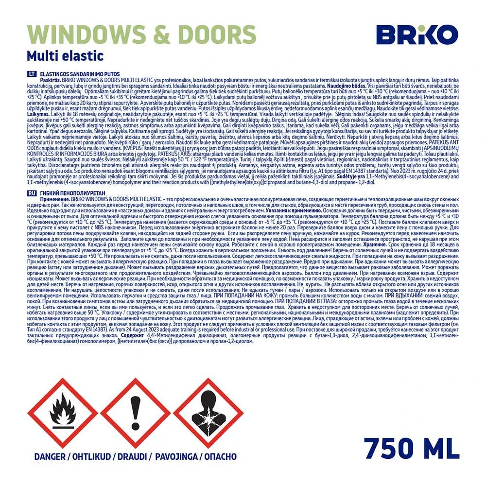 Vasarinės sandarinimo putos Briko Šiaudelis 300, 300 ml