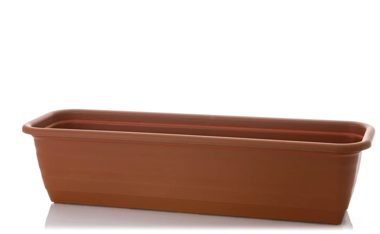 Vazonas Lamela 500-31. plastikinis. DIA 50 x 18 cm. rudas