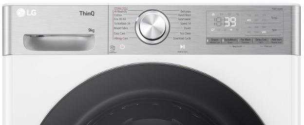 LG | Skalbimo mašina | F2WR909P3W | Energy efficiency class A | Front loading | Skalbimo talpa 9kg | 1200 RPM | Gylis 47.5 cm | Plotis 60 cm | LED | Steam function | Direct drive | Wi-Fi | Baltas