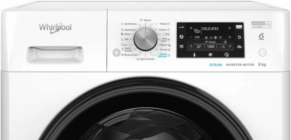 WHIRLPOOL Skalbimo mašina FFD 9489 BV EE, 9kg, 1400 rpm, Energy class A, Gylis 63 cm, Inverter motor, Juodas doors