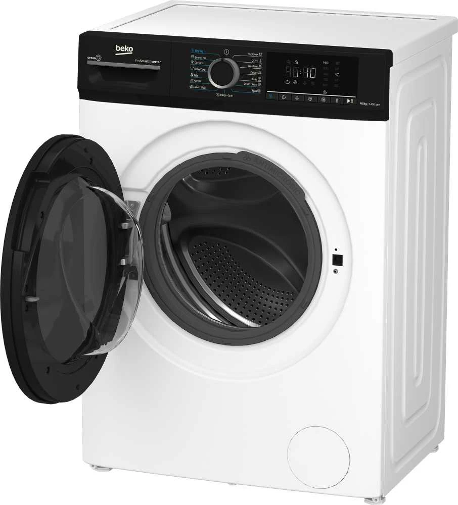 BEKO | Skalbimo mašina with dryer | BMM5DFO5741WPB | Energy efficiency class A/D | Front loading | Skalbimo talpa 7kg | 1400 RPM | Gylis 52 cm | Plotis 60 cm | Ekranas | LED | Drying system | Drying capacity 5kg | Steam function | Baltas