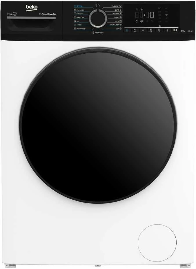 BEKO | Skalbimo mašina with dryer | BMM5DFO5741WPB | Energy efficiency class A/D | Front loading | Skalbimo talpa 7kg | 1400 RPM | Gylis 52 cm | Plotis 60 cm | Ekranas | LED | Drying system | Drying capacity 5kg | Steam function | Baltas