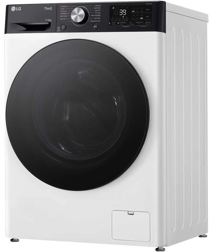 LG | Skalbimo mašina with Dryer | F4DR711S2H | Energy efficiency class A | Front loading | Skalbimo talpa 11 kg | 1400 RPM | Gylis 56.5 cm | Plotis 60 cm | Ekranas | LED | Drying system | Drying capacity 6kg | Steam function | Direct drive | Wi-Fi | Baltas