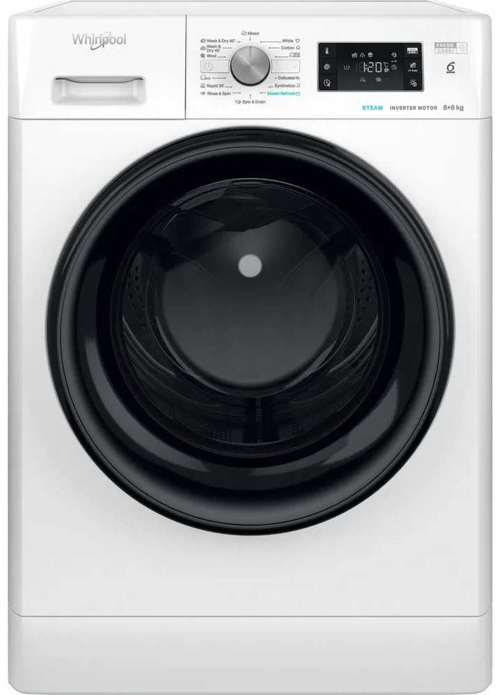 WHIRLPOOL Skalbimo mašina - Dryer FFWDB 864349 BV EE, 1400 rpm, Energy class D, 8kg - 6kg, Gylis 54 cm, Inverter motor, Steam Refresh