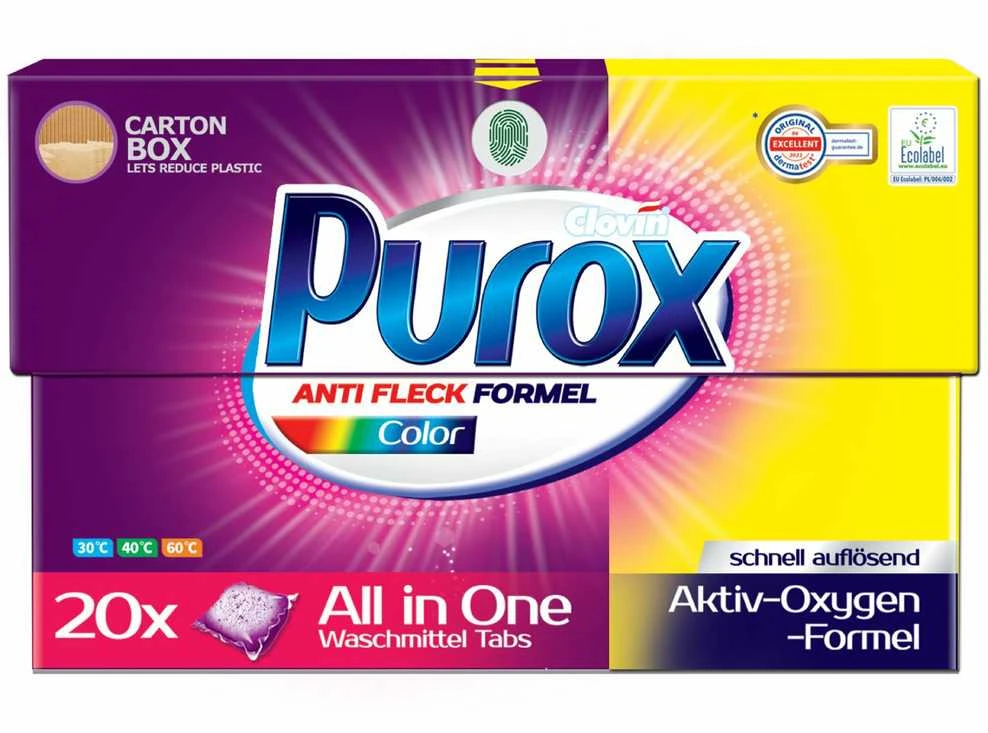 Skalbimo kapsulės PUROX Color 20 vnt.