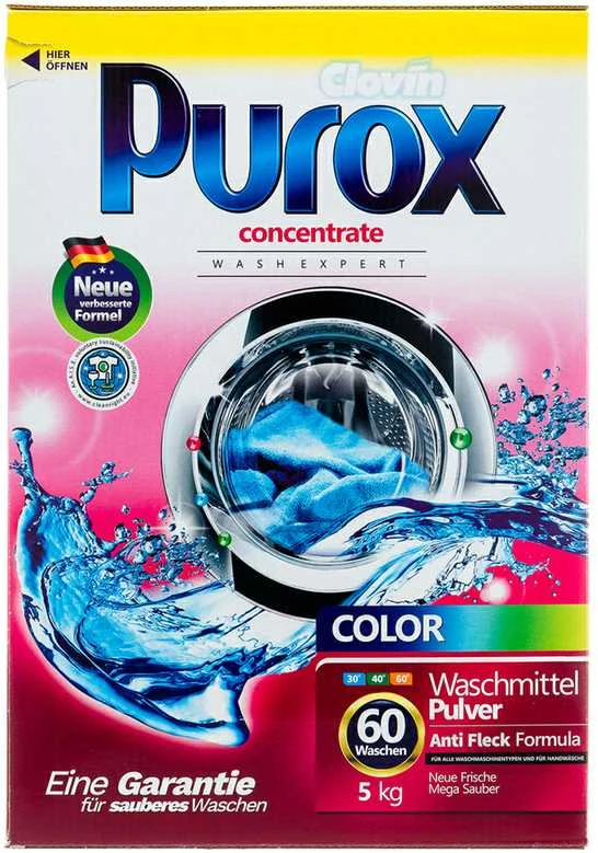 Purox Skalbimo milteliai Purox Spalva 5kg universali dėžutė