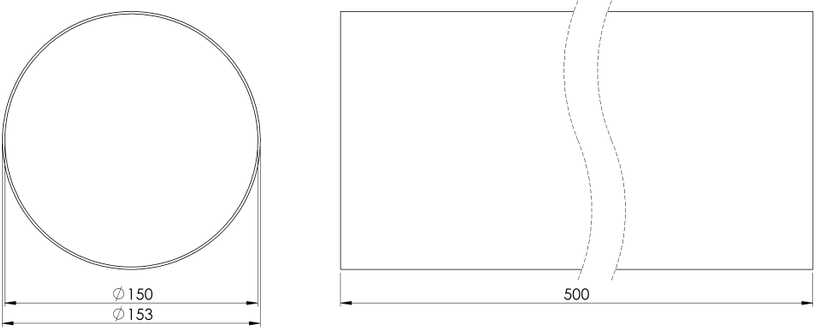 Ventiliacinis kanalas EUROPLAST D150, 0.5m