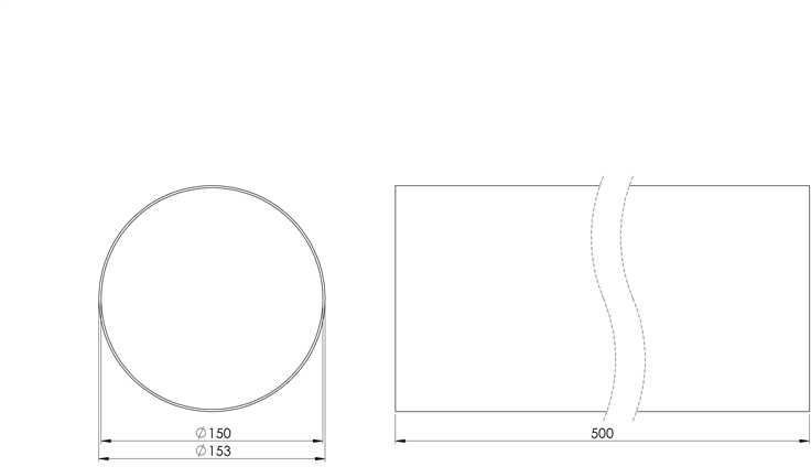 Ventiliacinis kanalas EUROPLAST D150, 0.5m