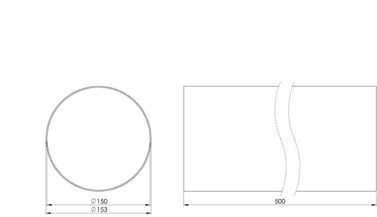 Ventiliacinis kanalas EUROPLAST D150, 0.5m