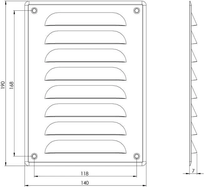 Ventiliacijos grotelės EUROPLAST MR1419ZN, 140 x 190 mm